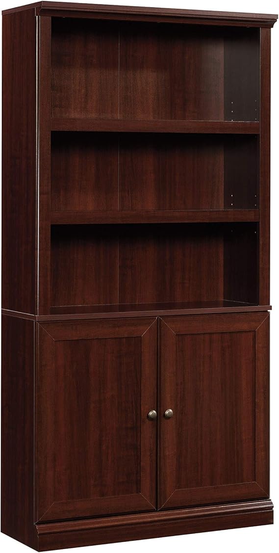 5-Shelf Storage Bookcase with Doors - Chalked Chestnut