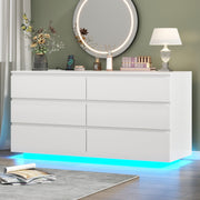 6 Drawer Dresser with Power Outlet and LED Light