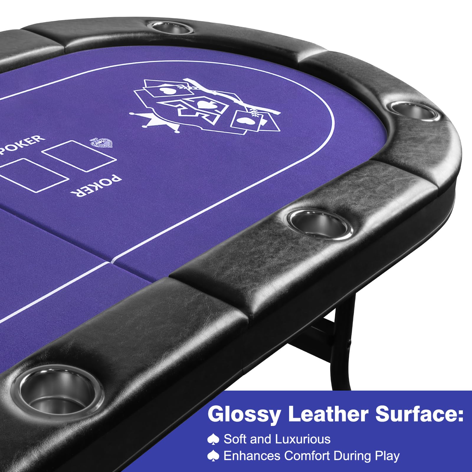 8 Player Folding Poker Table with Cup Holders