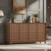 Fluted Sideboard Cabinet with Storage and Adjustable Shelves