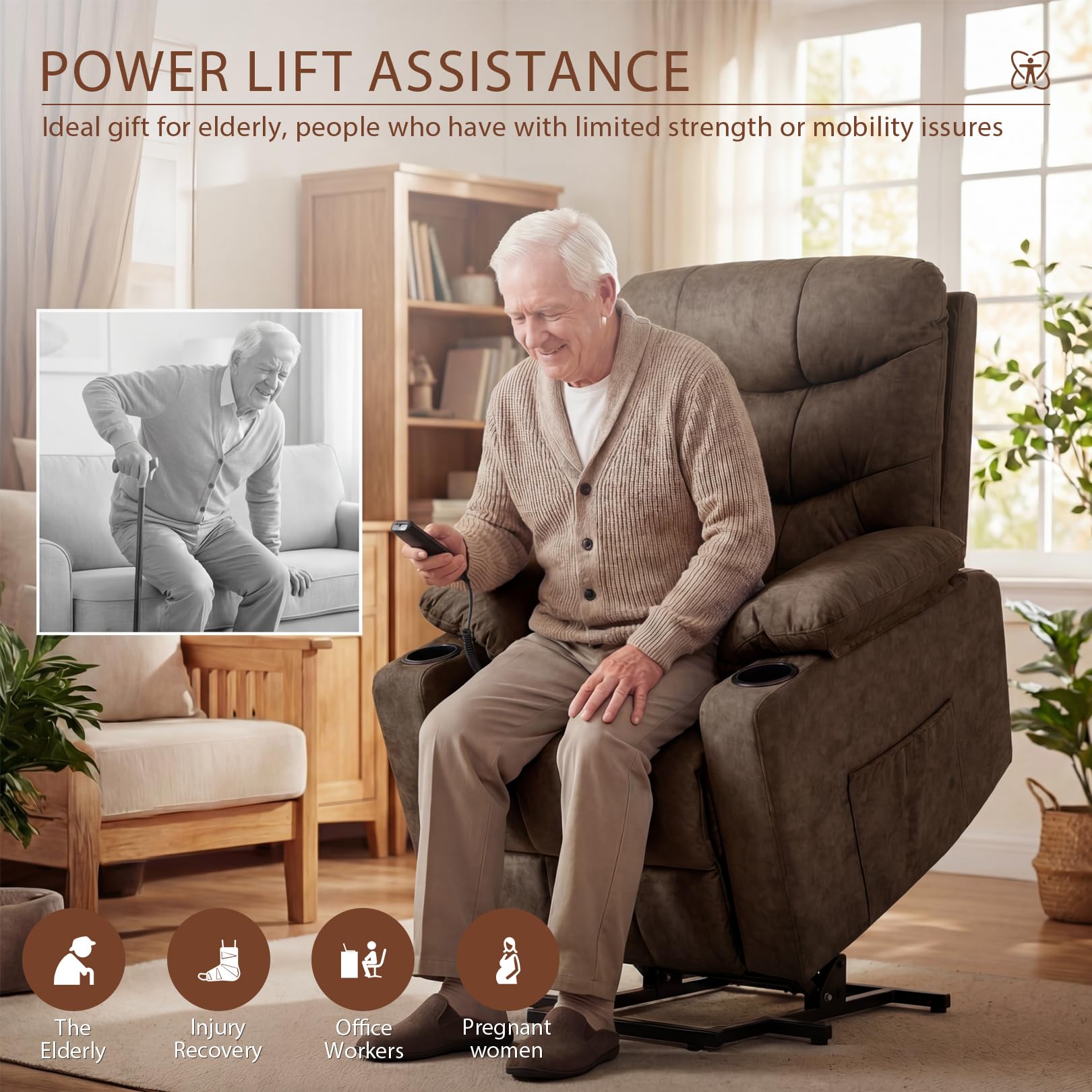 Electric Power Lift Recliner Chair with Heat and Massage