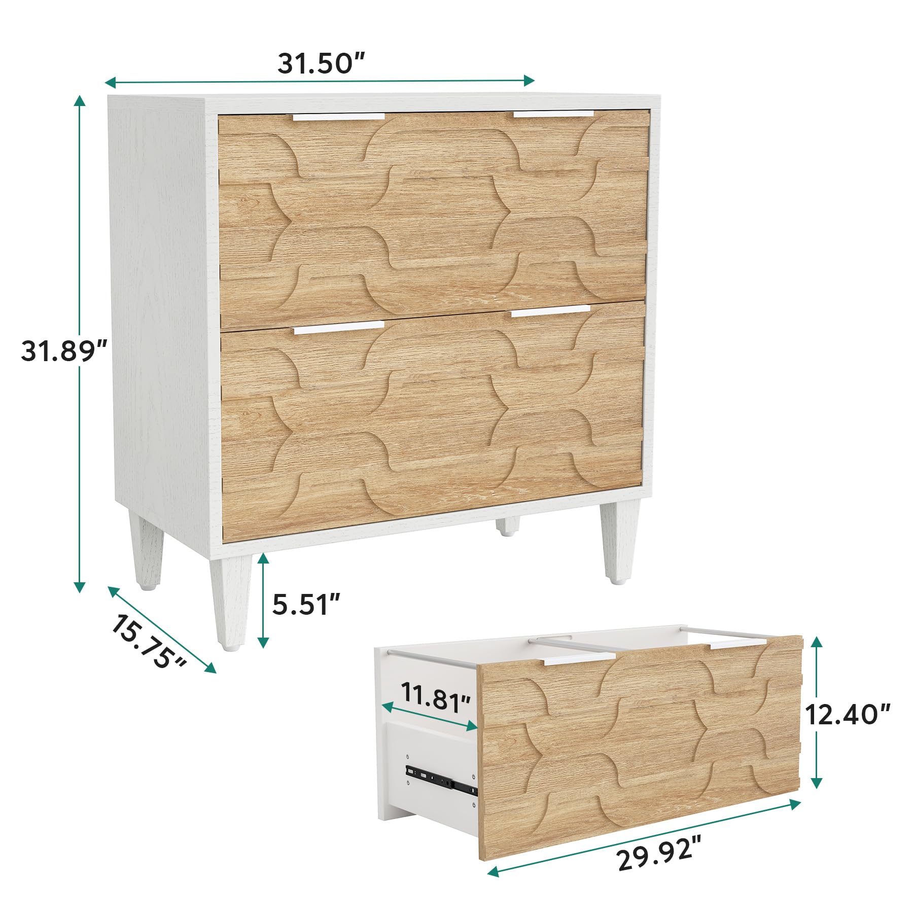2-Drawer Lateral File Cabinet with Printer Stand
