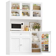 72" Tall Kitchen Pantry Storage Cabinet with Glass Doors