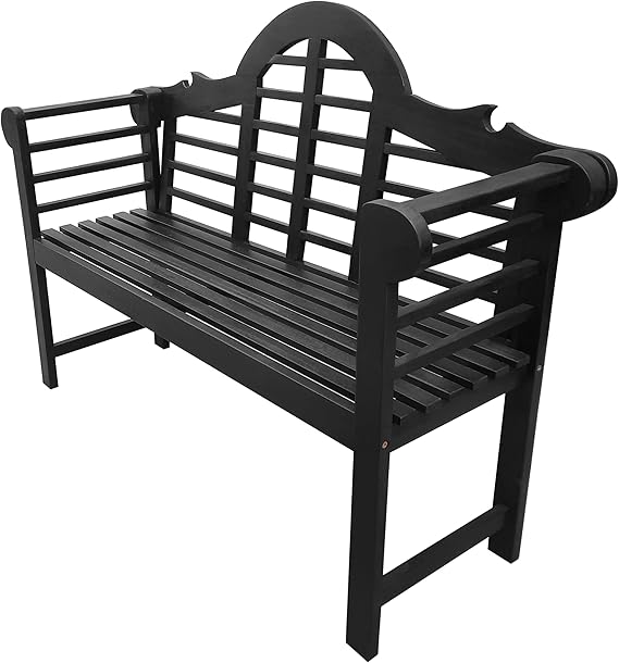 Acacia Wood Outdoor Garden Bench with Arched Back