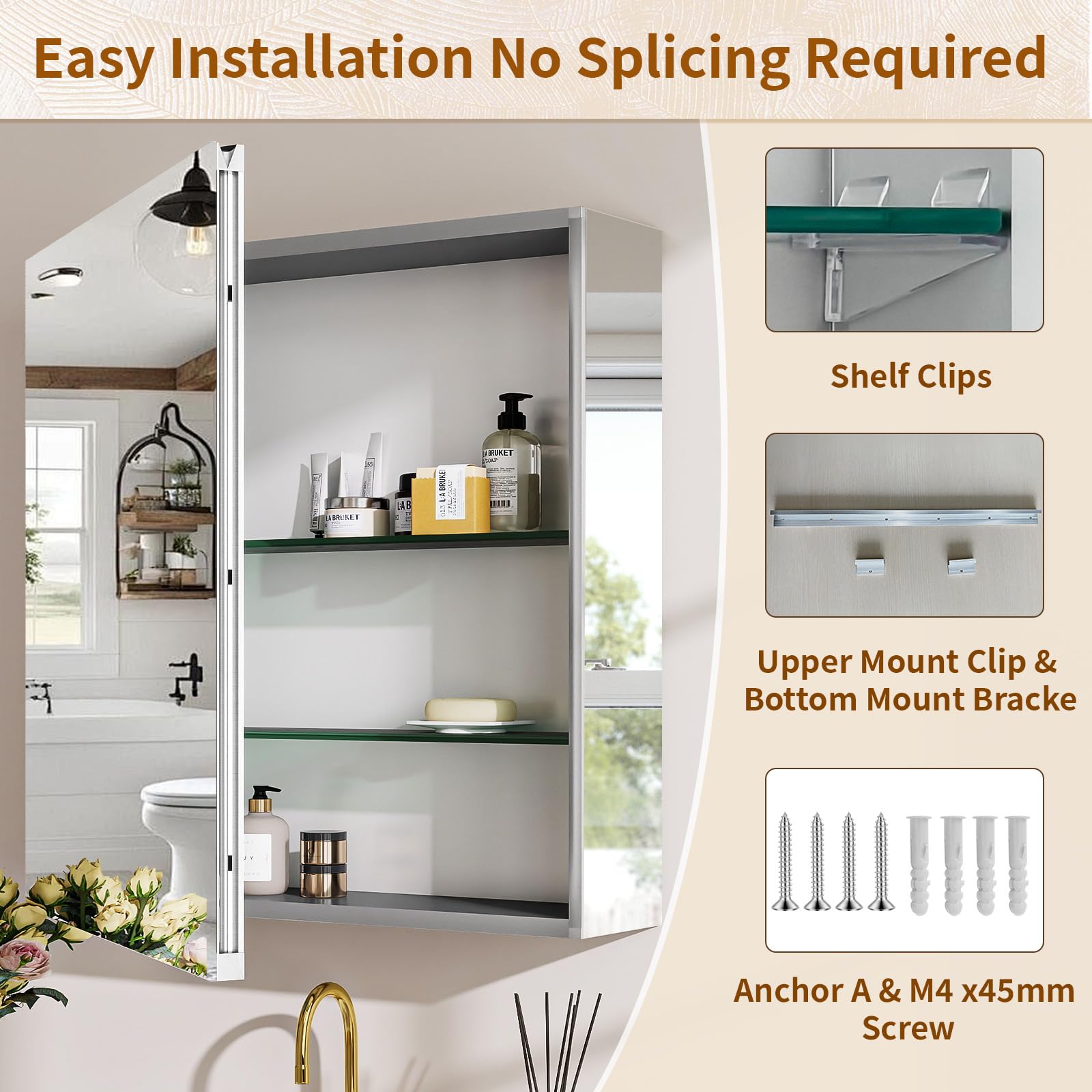 Bathroom Medicine Cabinet Mirror with Storage 20x24 Inch