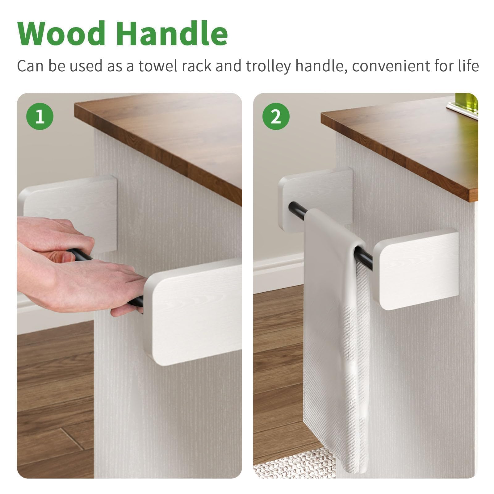 Kitchen Island on Wheels with Storage and Barn Door Cabinet