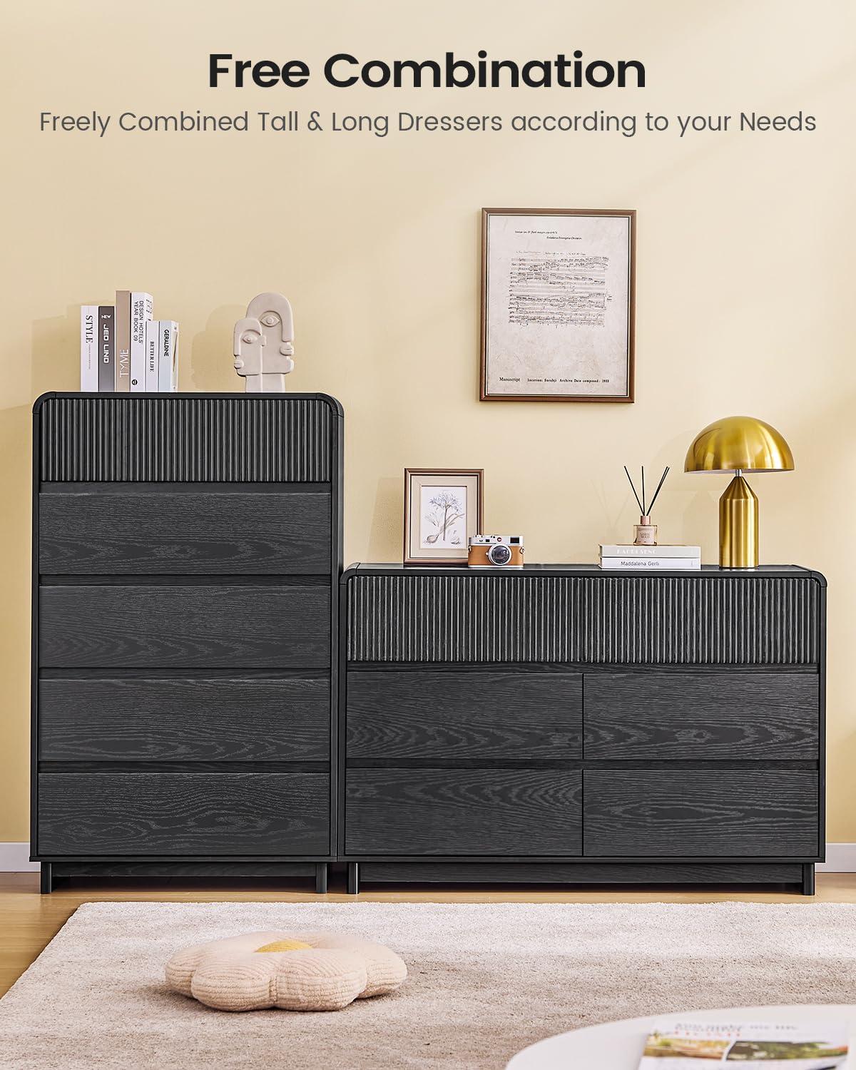 Modern 6 Drawer Dresser with Curved Profile