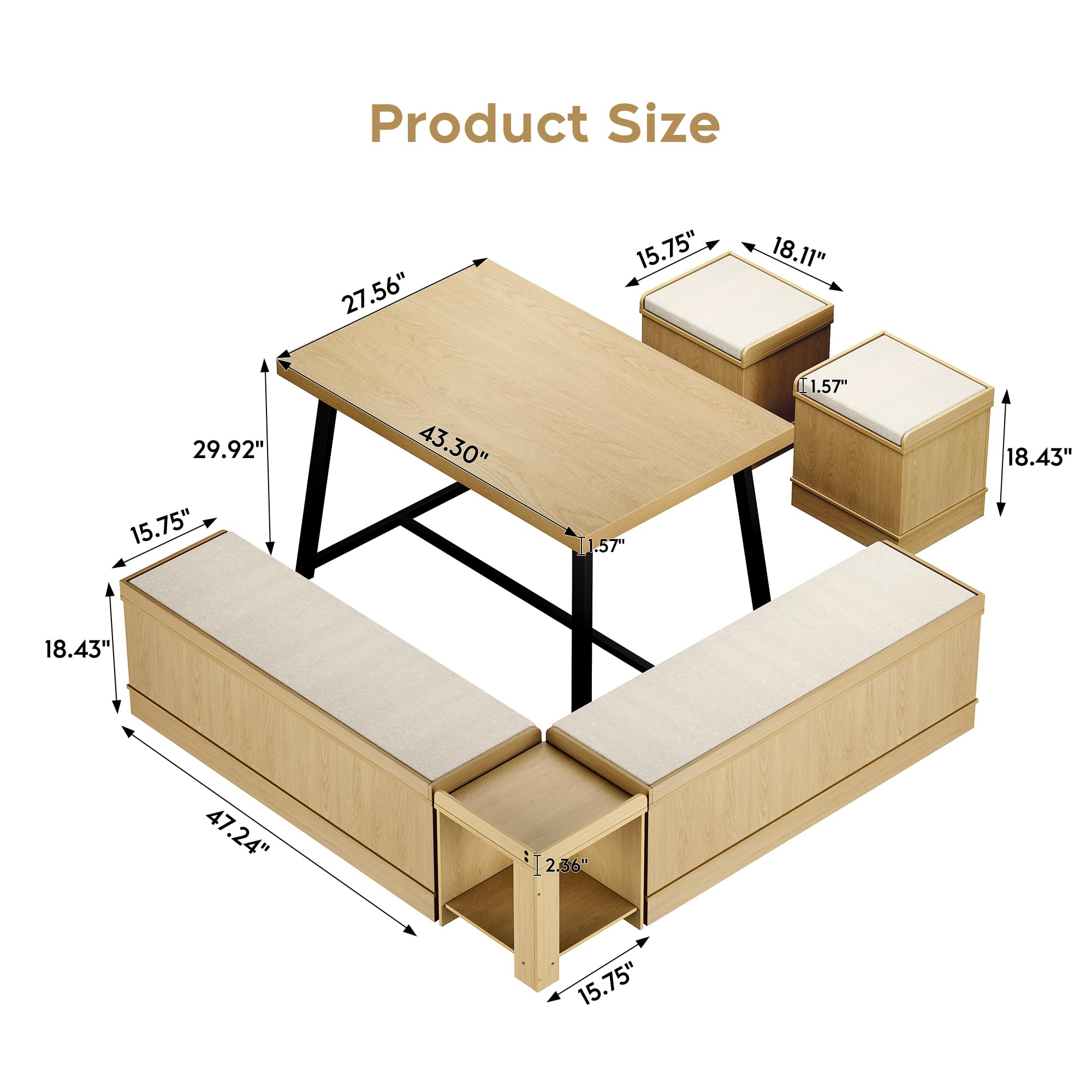 Corner Dining Table Set with Storage