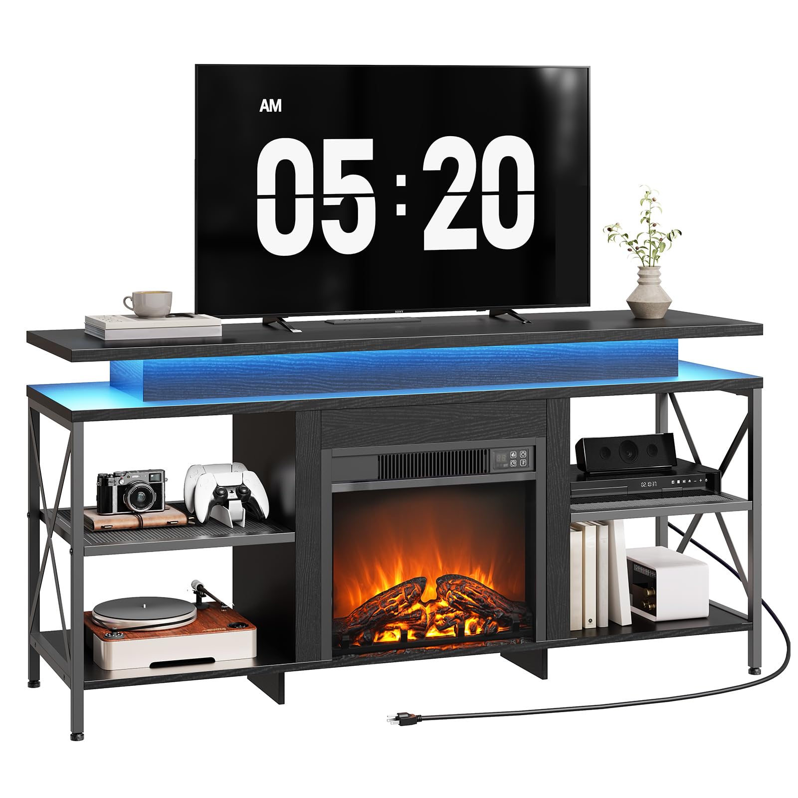 Fireplace TV Stand with LED Lights for 65 Inch TVs