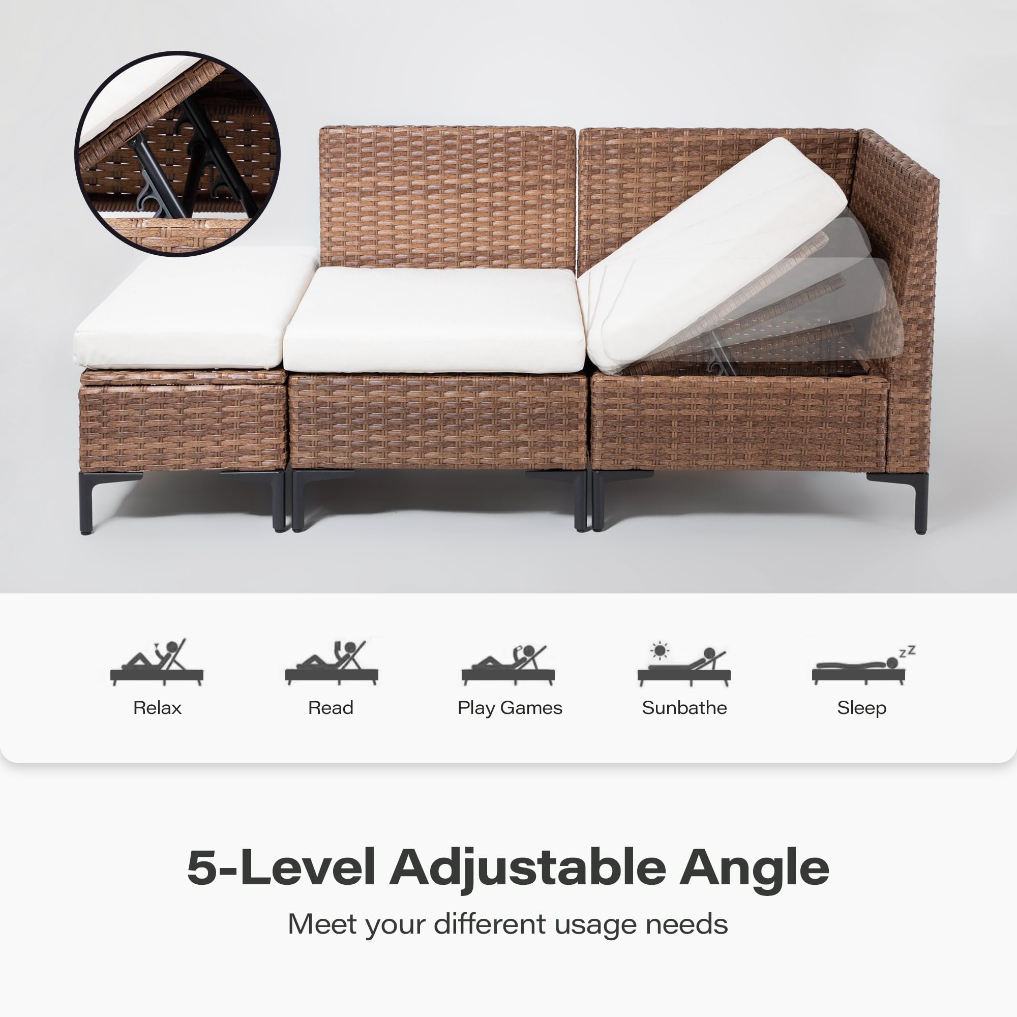 8-Piece Outdoor Patio Furniture Set with Adjustable Backrests