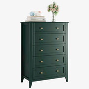 Green 5 Drawer Dresser with Metal Knobs