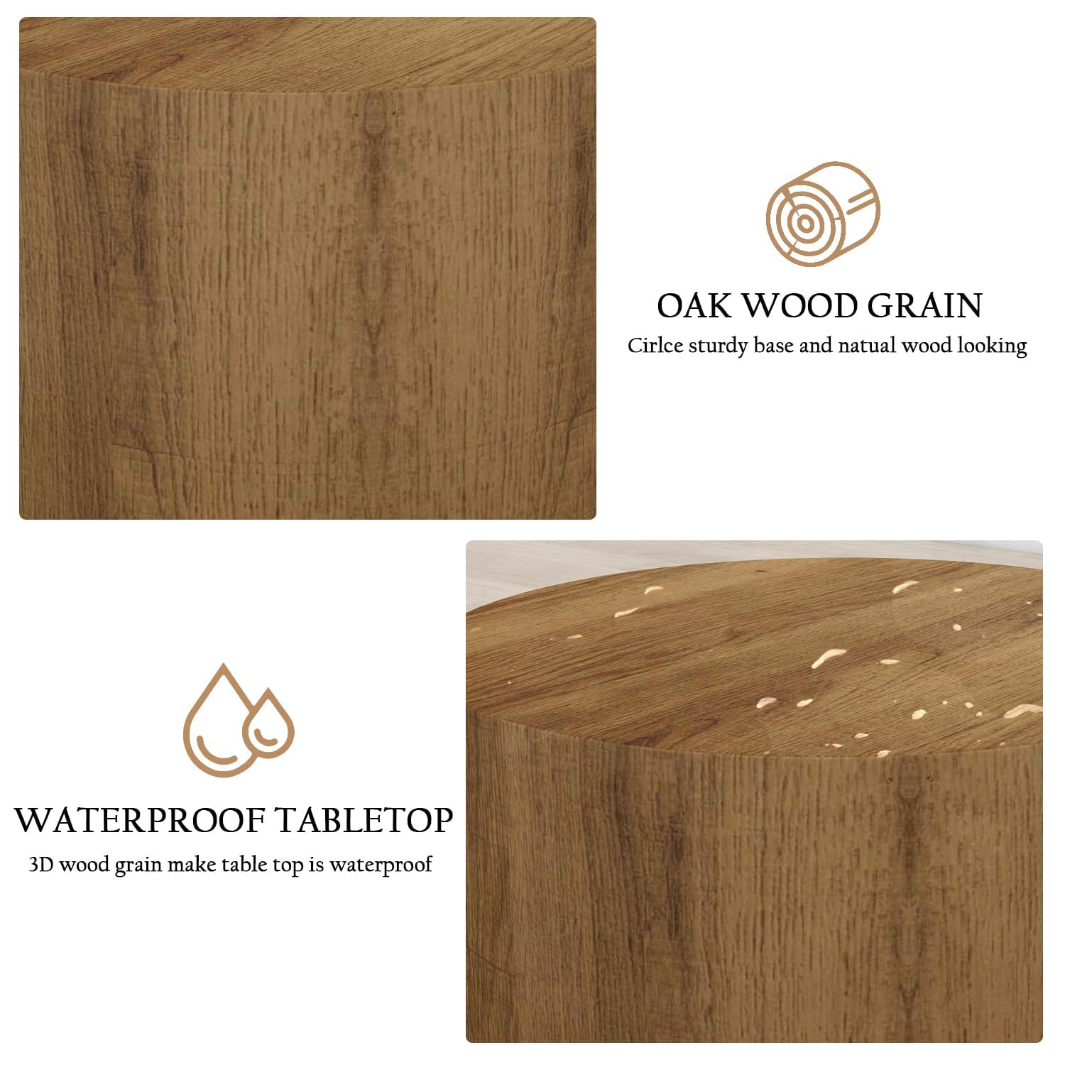 Nesting Coffee Table Set of 3 Round Wooden Tables
