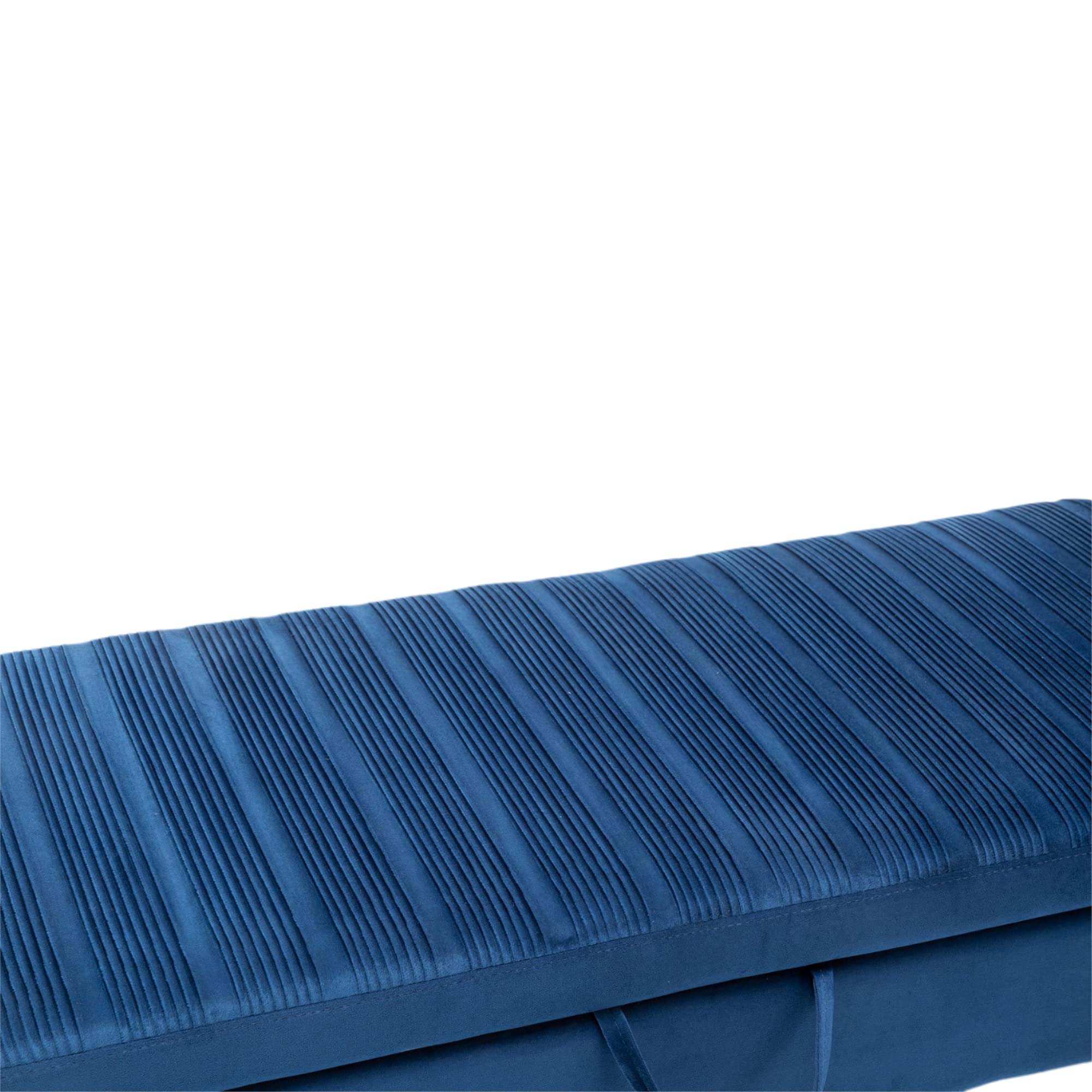 Blue Velvet Storage Bench with Metal Frame