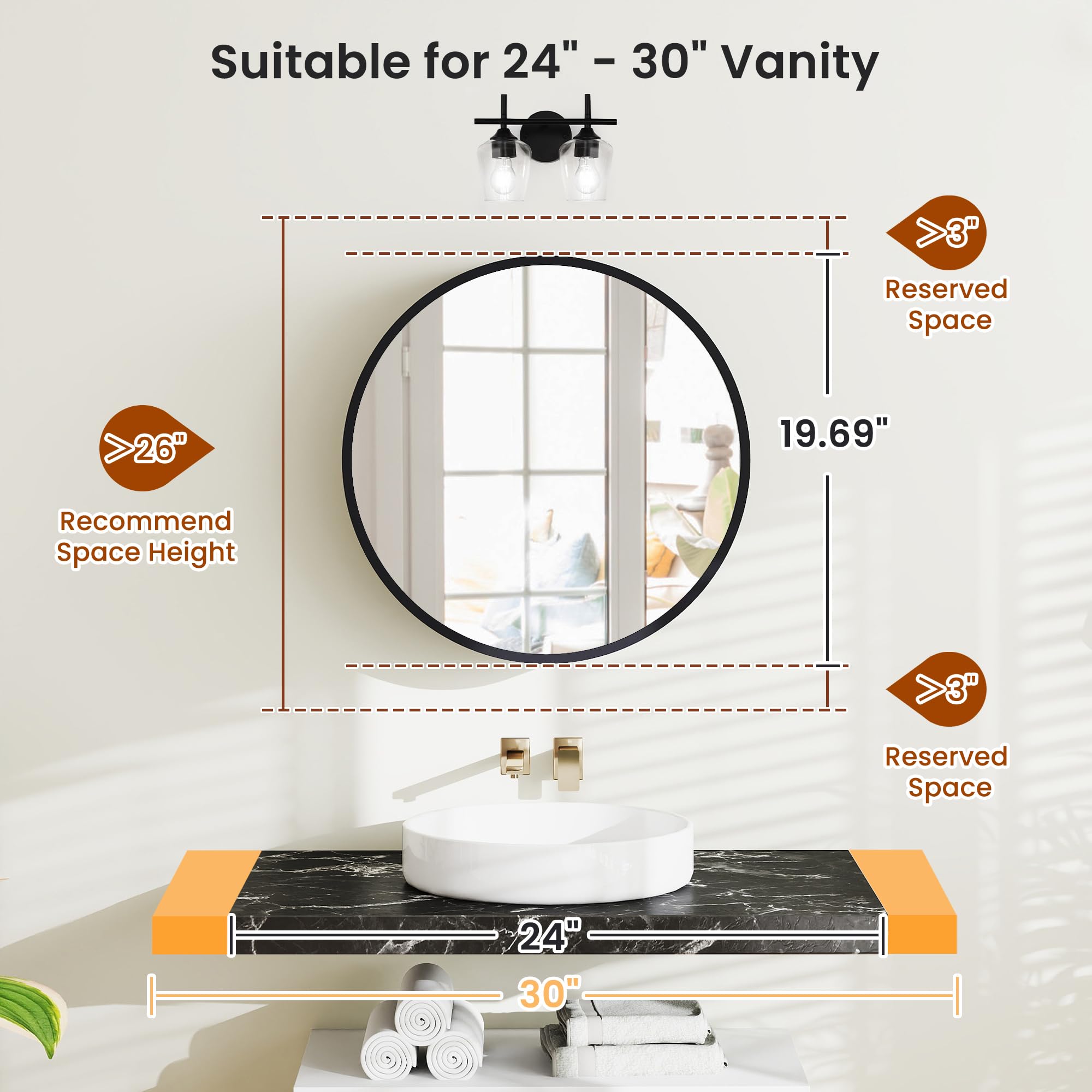 20" Round Medicine Cabinet with Mirror