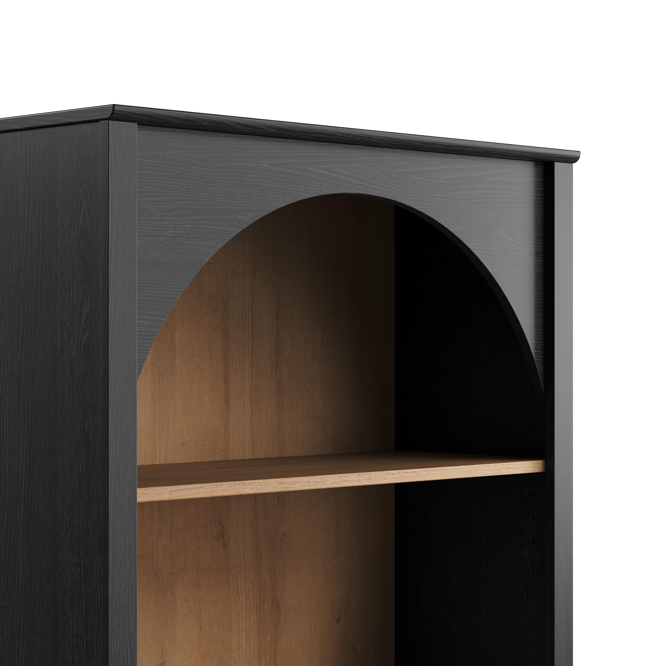 Arched Bookcase 78" Tall 5-Tier with Adjustable Shelves