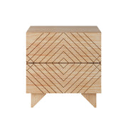 2 Drawer Solid Wood Nightstand with Rhombus Details