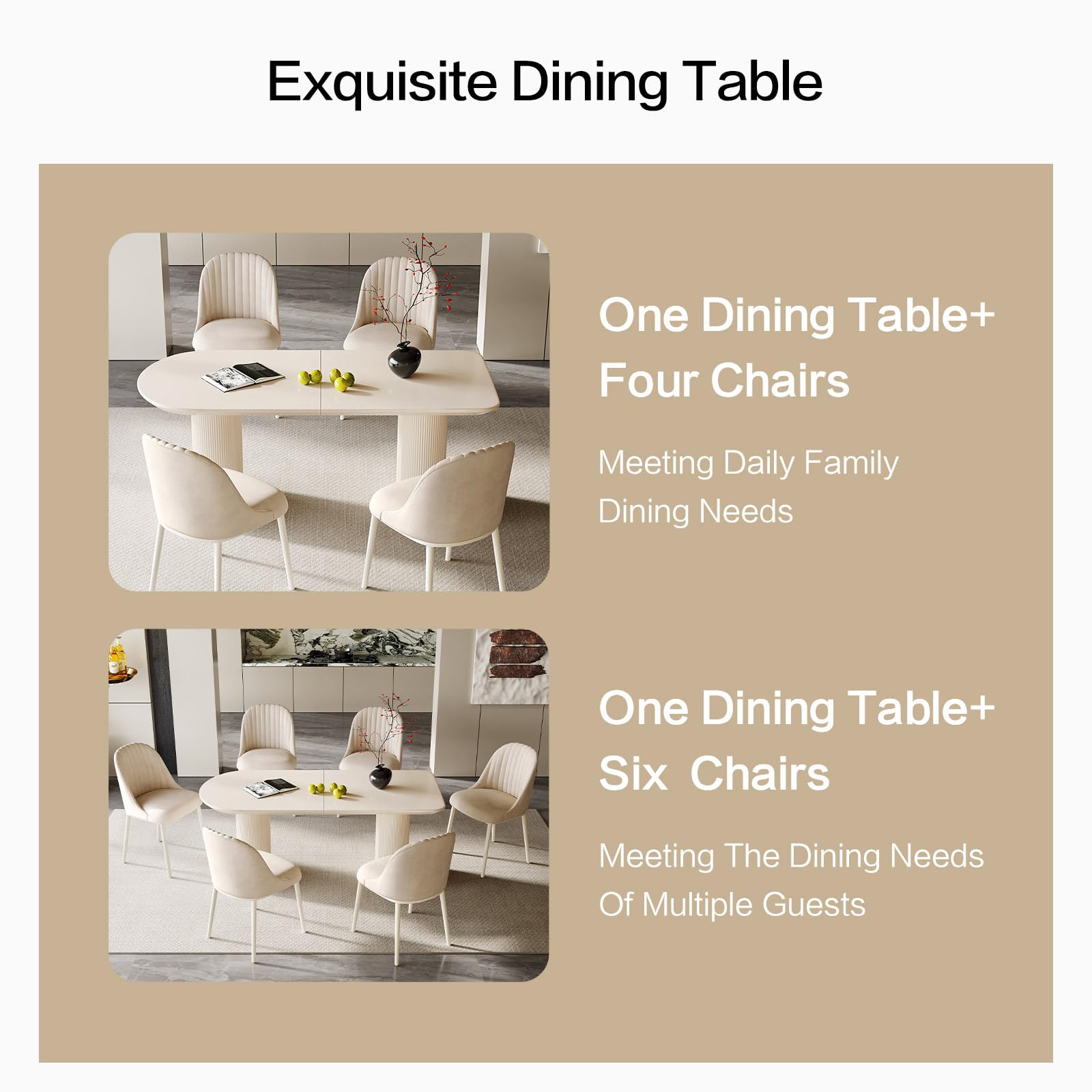 Dining Table Set with 6 Chairs - Modern Kitchen Table
