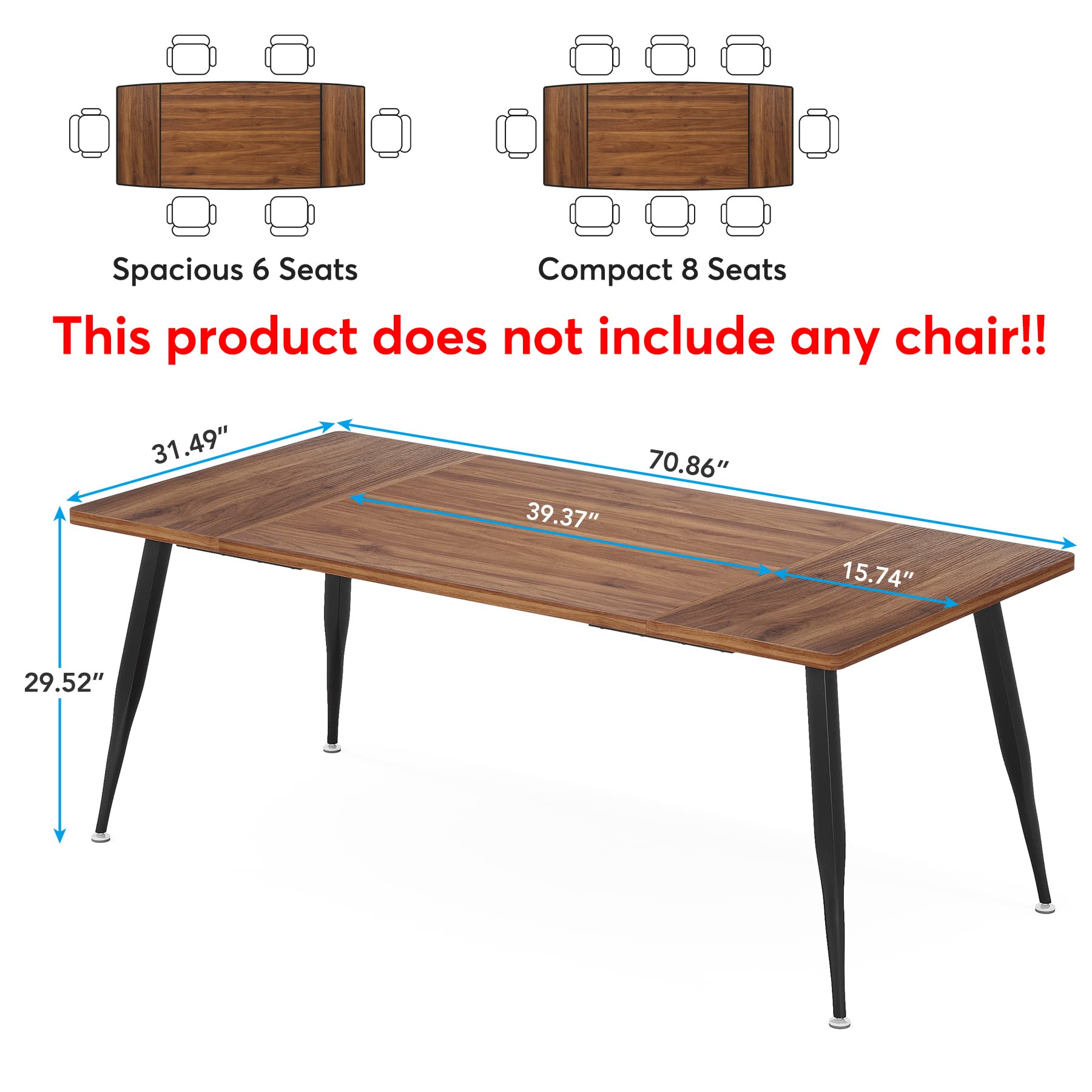 6FT Conference Table with Metal Legs