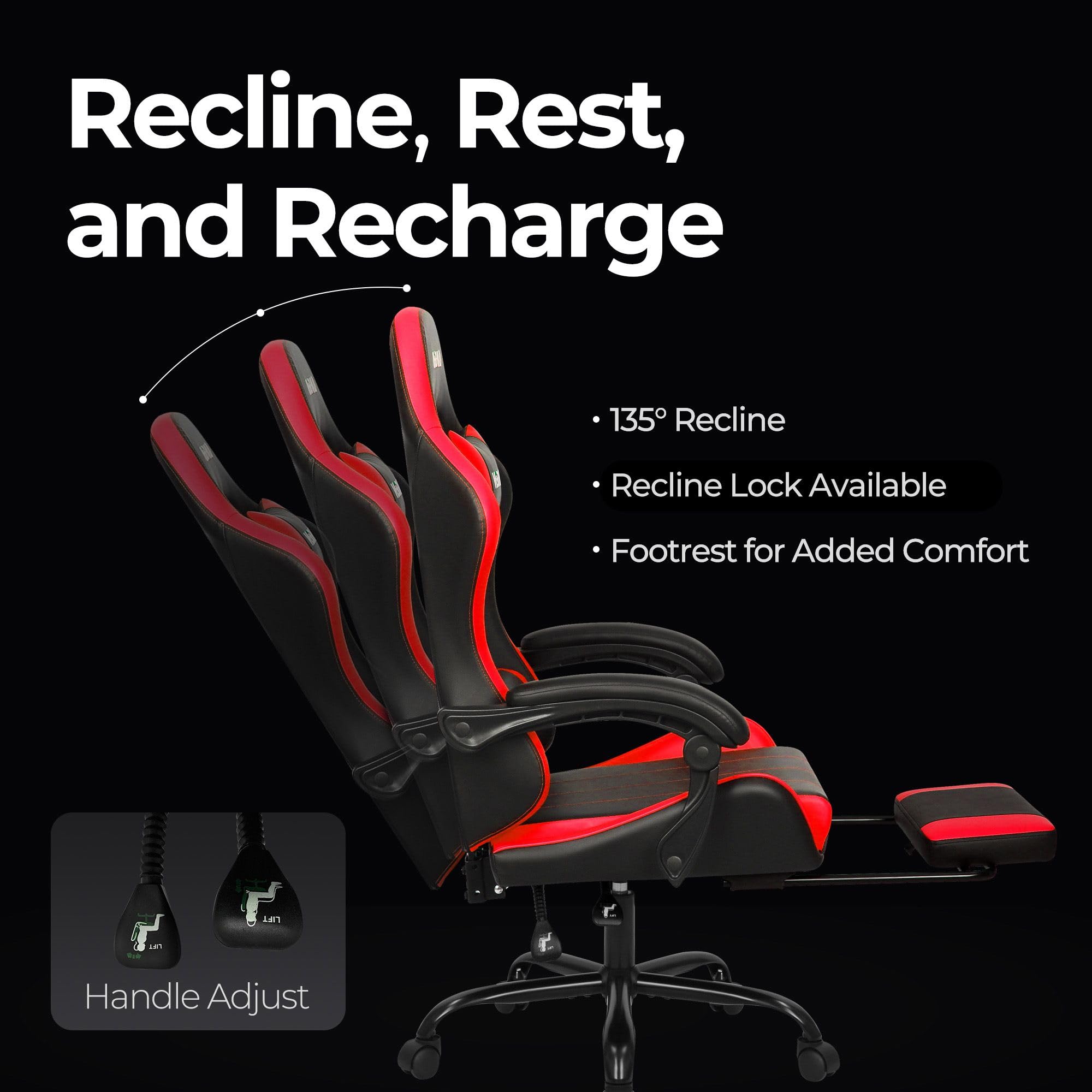 High Back Ergonomic Gaming Chair with Footrest