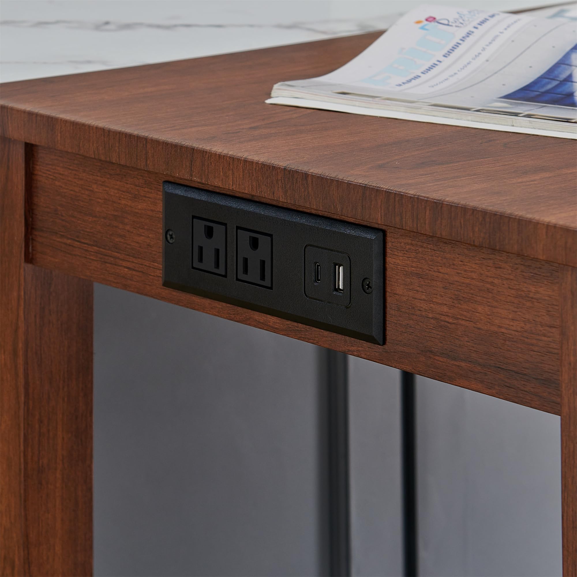 Industrial 3-Person Counter Height Bar Table Set with Power Outlet