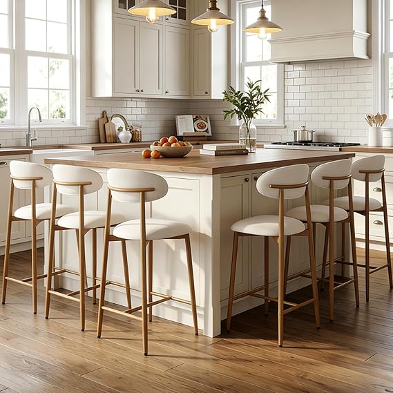 Counter Height Bar Stools Set of 4 Upholstered