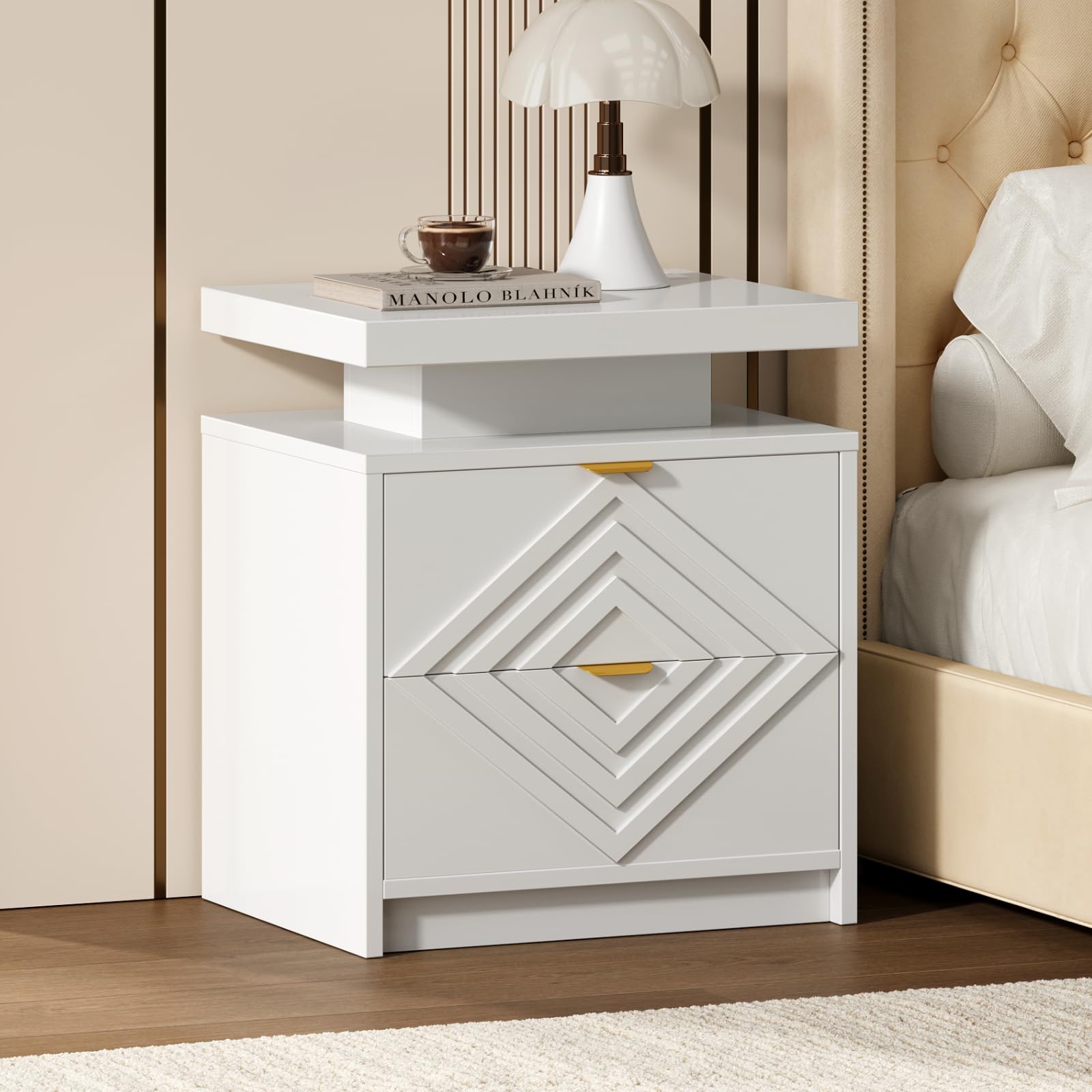 LED Nightstand with Charging Station