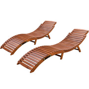 Outdoor Folding Wooden Lounge Chair Set