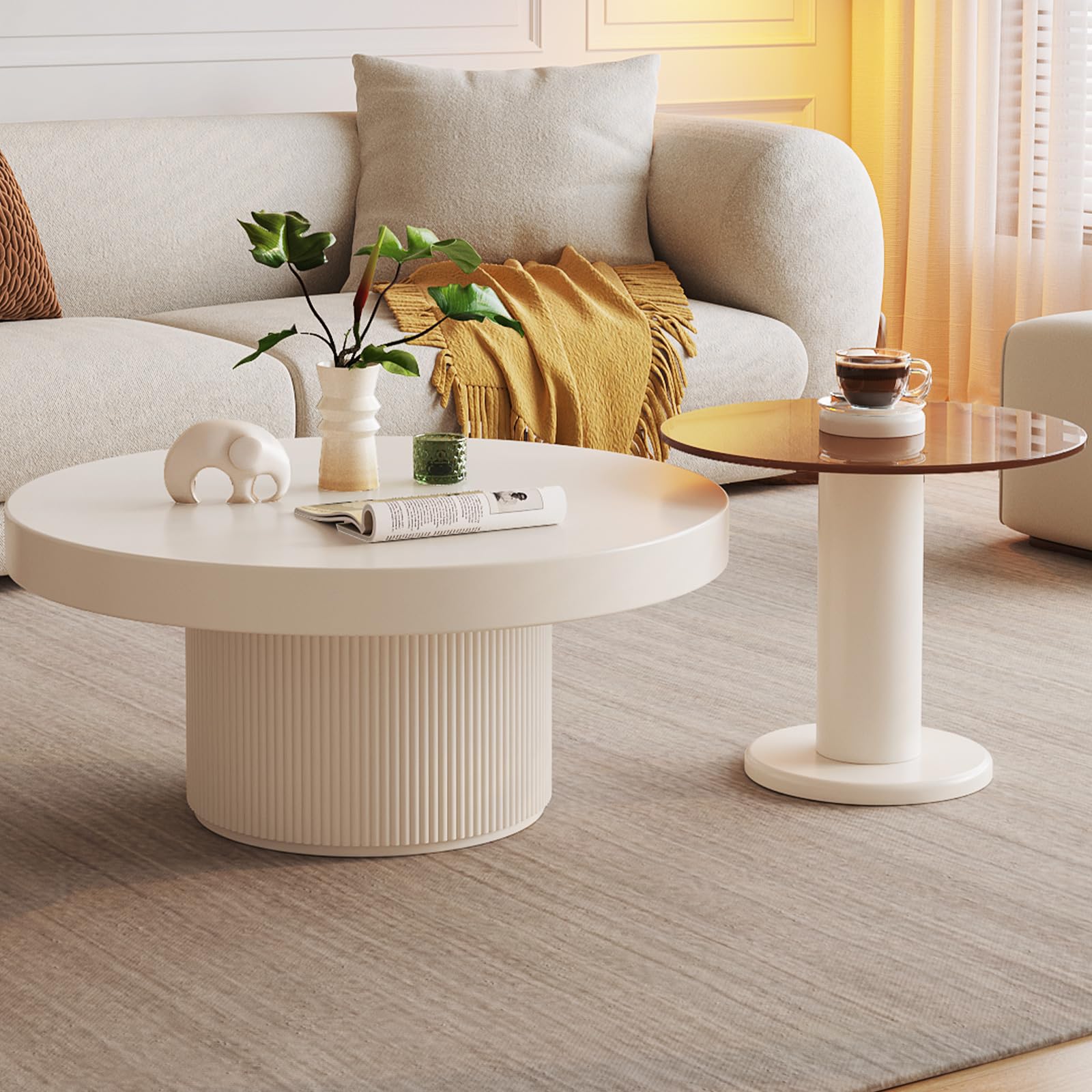 Round Nesting Coffee Table Set of 2