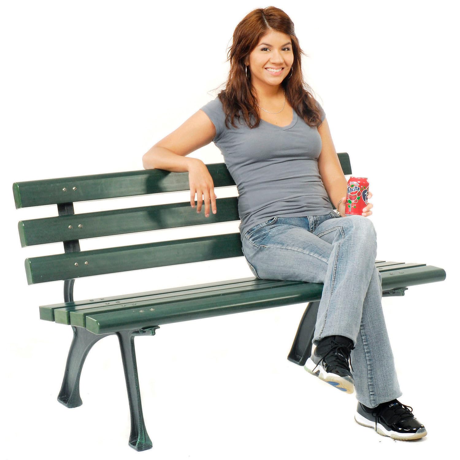 4' Outdoor Park Bench with Backrest