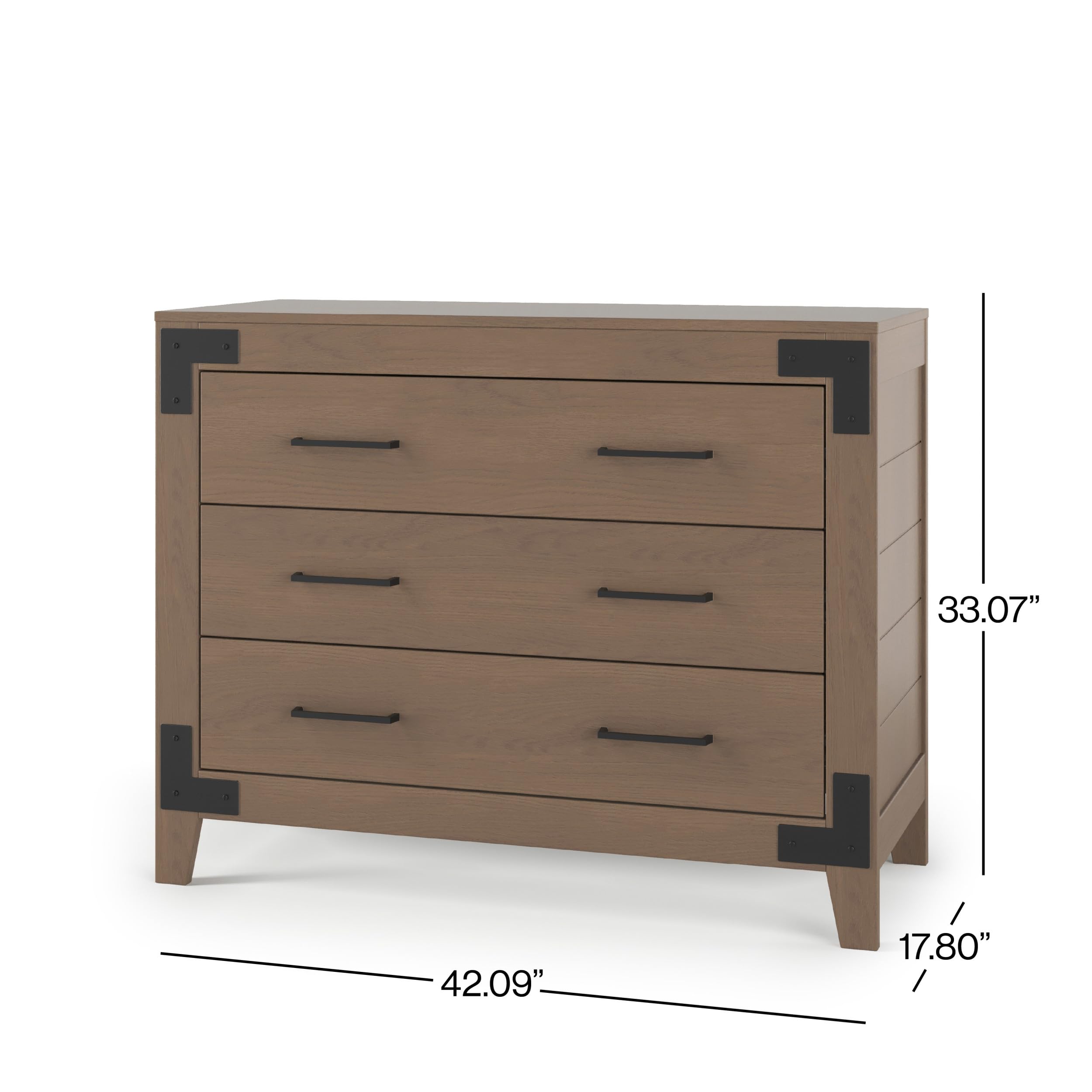 Lucas 3 Drawer Dresser - Modern Farmhouse Style with Anti-Tip Kit
