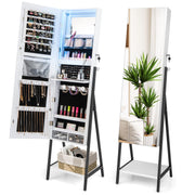 Standing Jewelry Armoire with Full Length Mirror and LED Lights