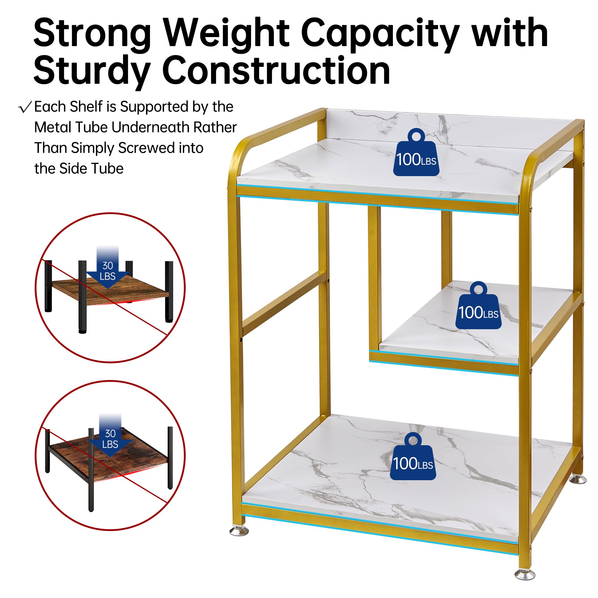Rolling Printer Cart with Storage Shelf