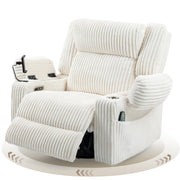 Power Swivel Rocker Recliner with Dual Motor, Vibration, Heat & USB Ports