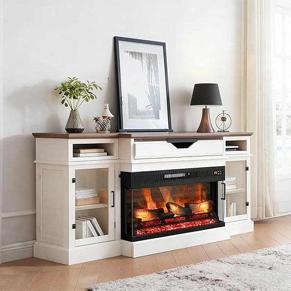 36 Inch 3-Sided Electric Fireplace Insert with Remote Control
