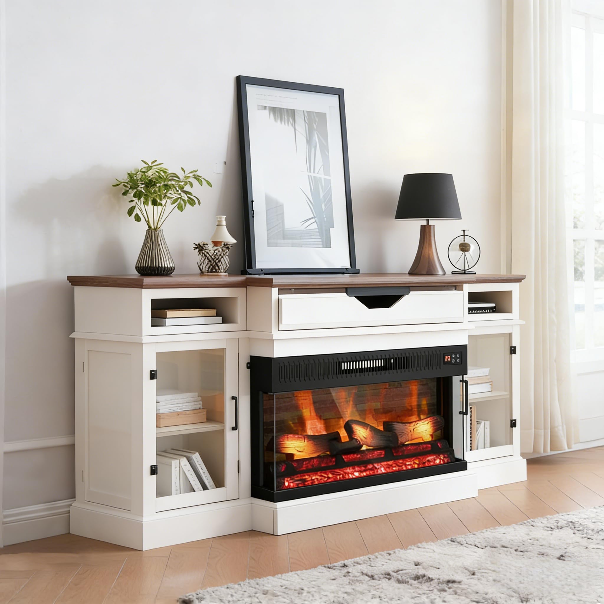 36 Inch 3-Sided Electric Fireplace Insert with Remote Control