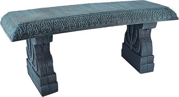 Fiberclay Garden Bench with Floral Engravings