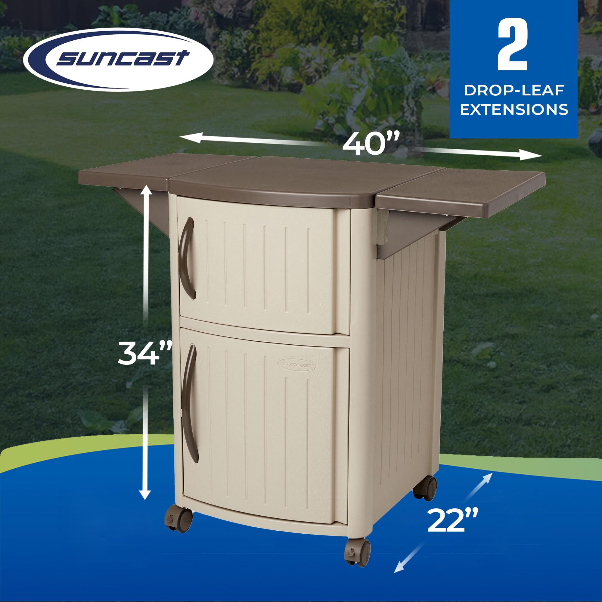 Portable Outdoor Serving Station with Storage Cabinets