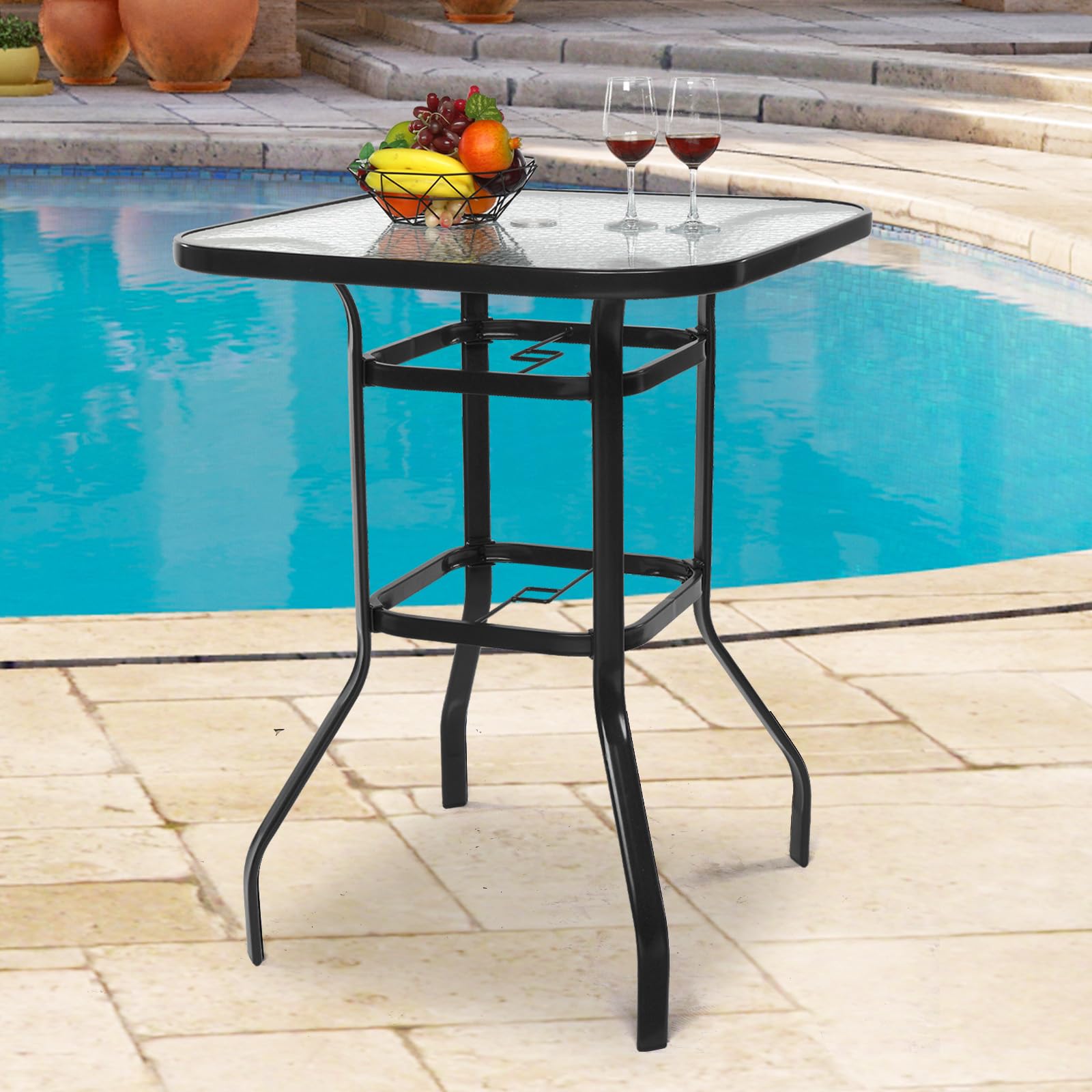 Outdoor Bar Table with Umbrella Hole