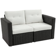 2 Piece Patio Wicker Corner Sofa Set with Cushions