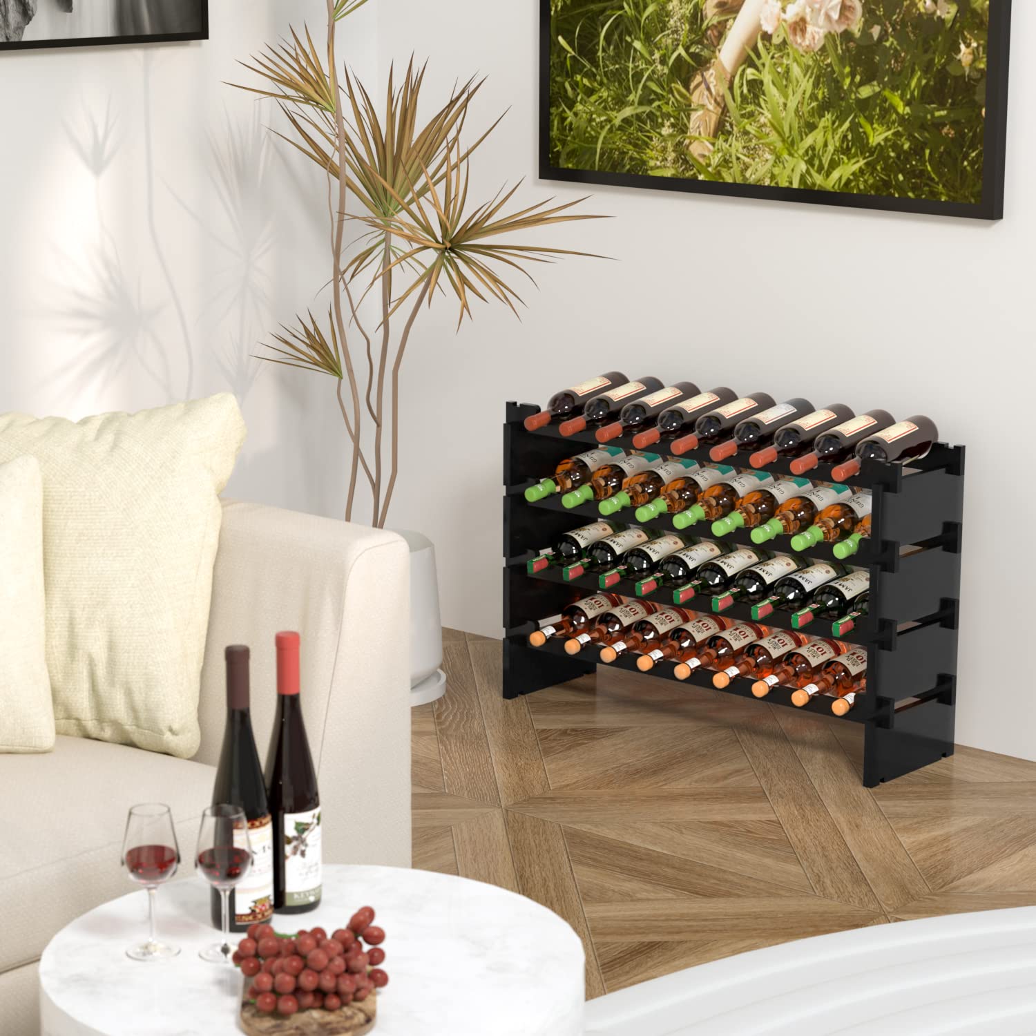 36 Bottle Bamboo Wine Rack Floor Standing