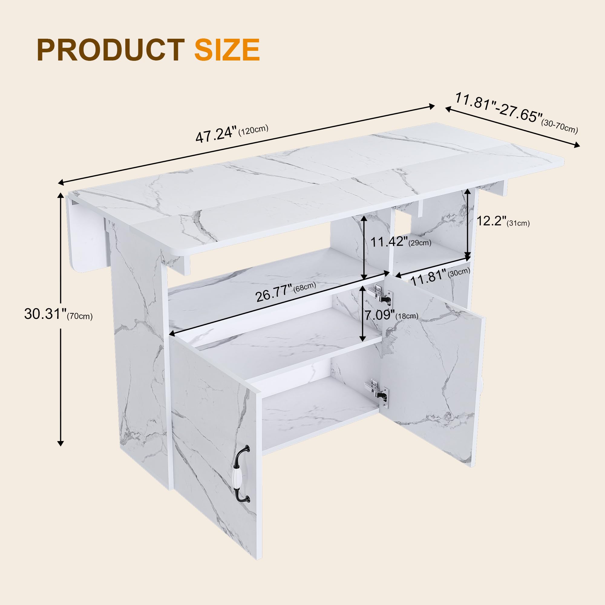 Foldable Kitchen Island Cart with Storage and Drop Leaf