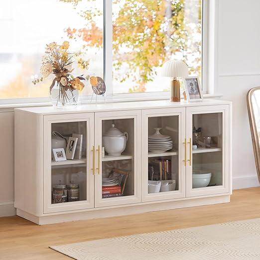 63" Buffet Cabinet with Glass Doors