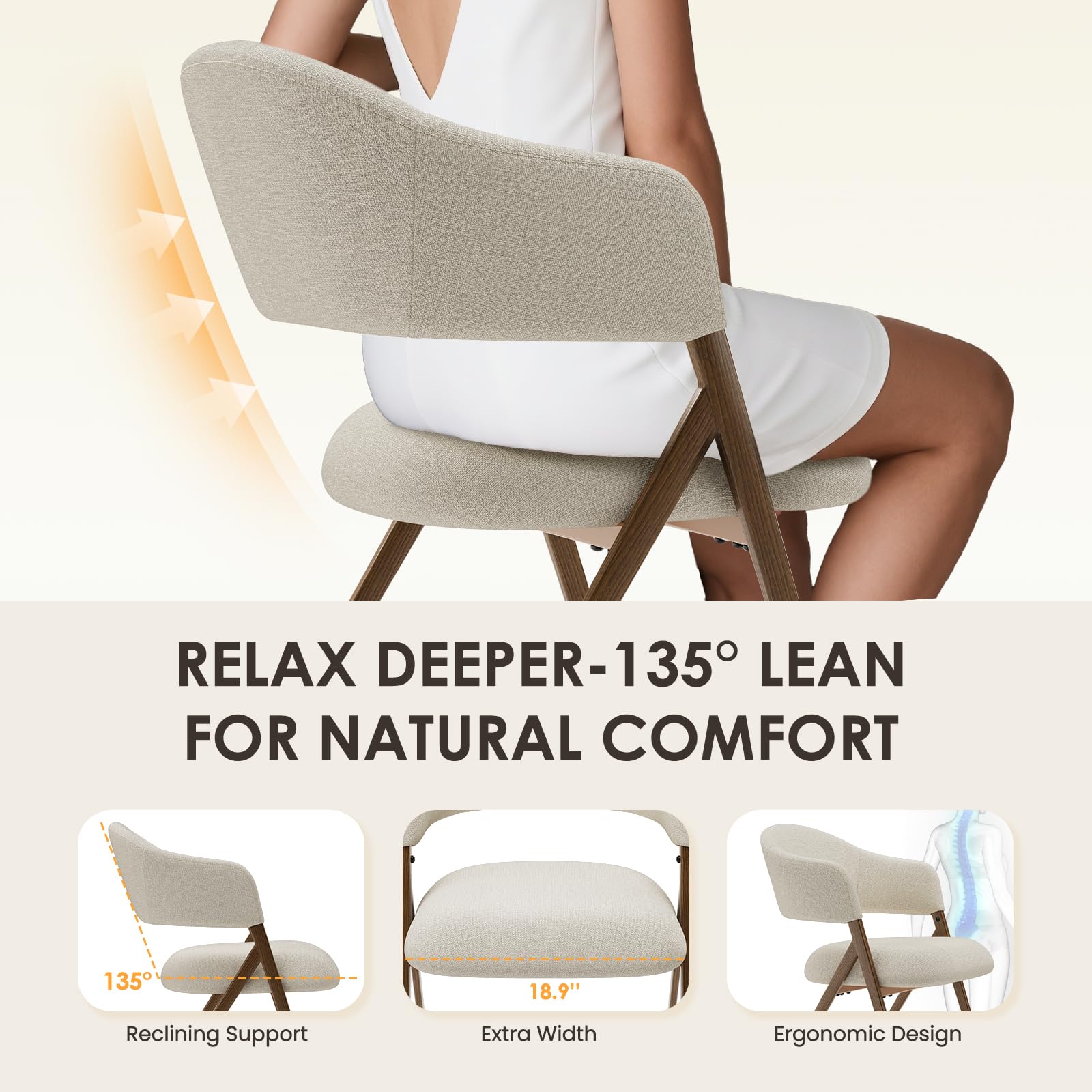 Dining Chairs Set of 4 Modern Fabric Upholstered with Open Back