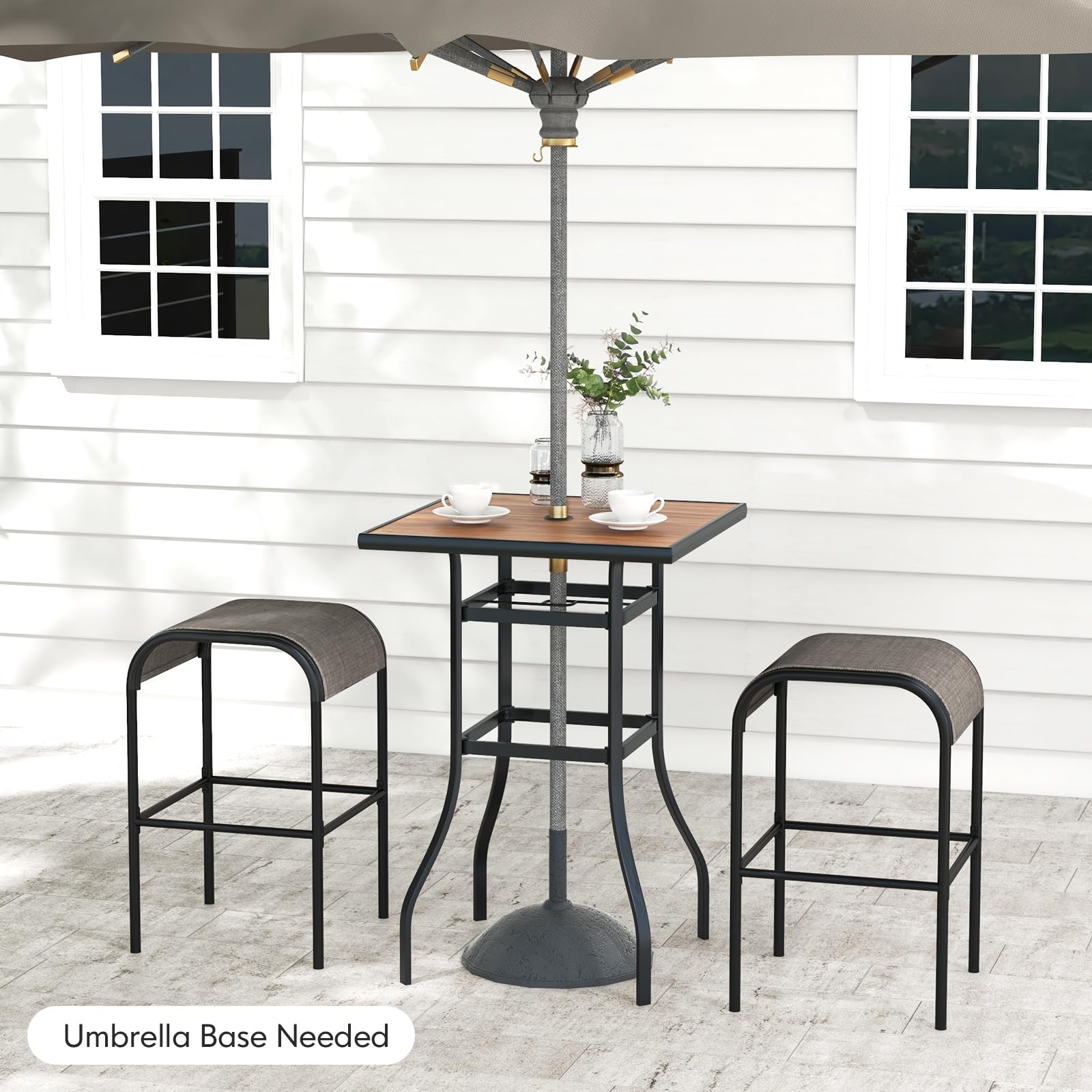 Outdoor Bar Stools Set of 4 - 30" Height with Fabric Seat