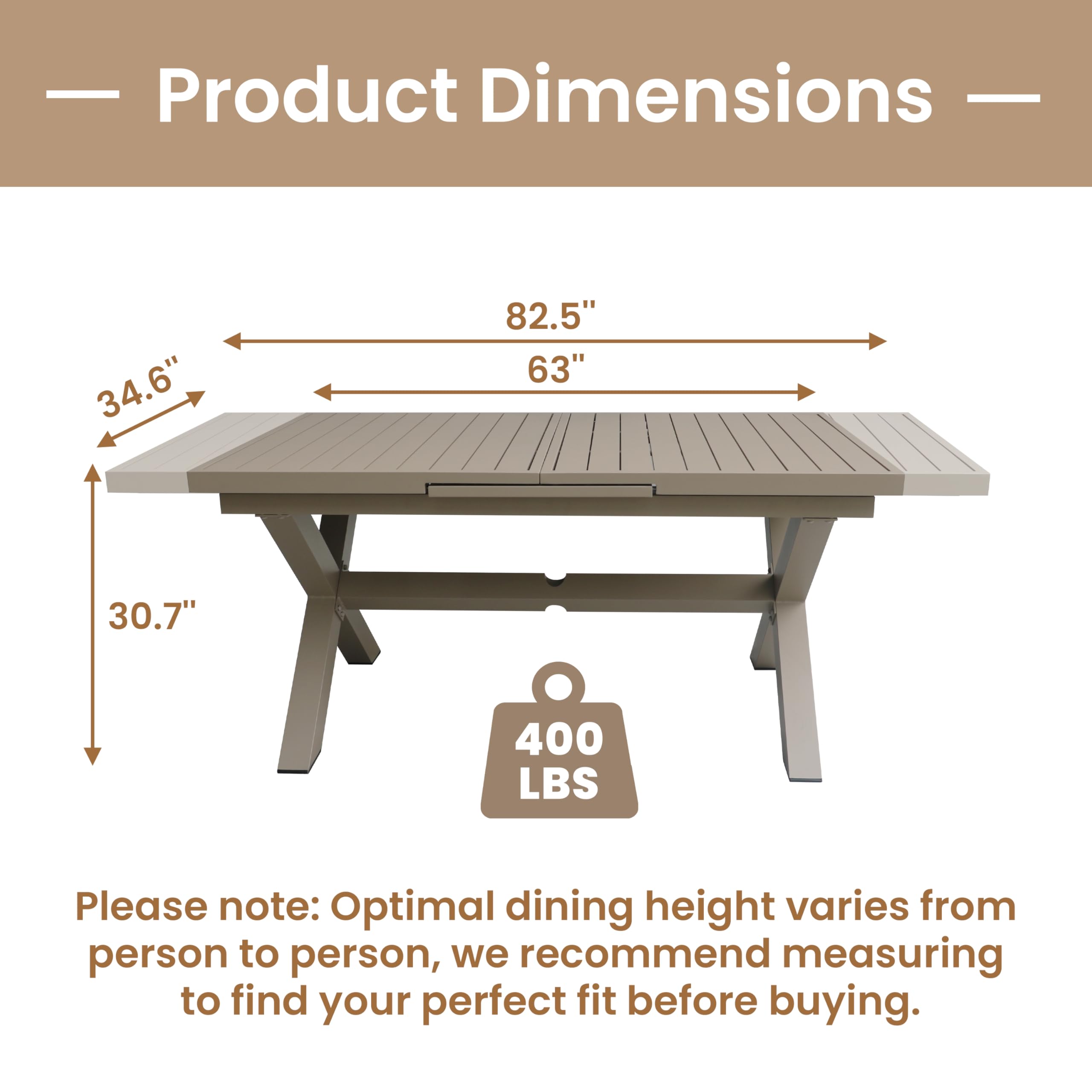 Extendable Outdoor Aluminum Dining Table