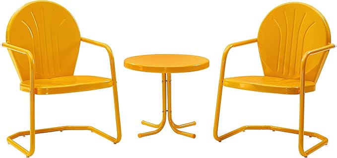 3-Piece Metal Outdoor Bistro Set with Chairs and Side Table
