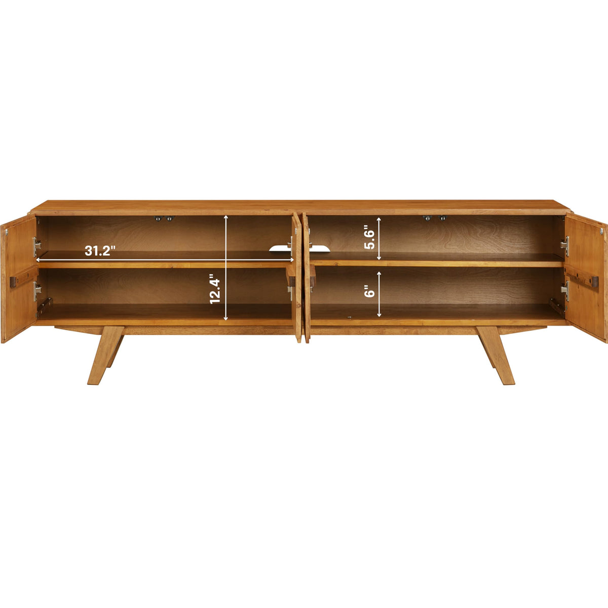 Sapa Mid-Century Modern Solid Wood TV Stand 4-Door Media Console