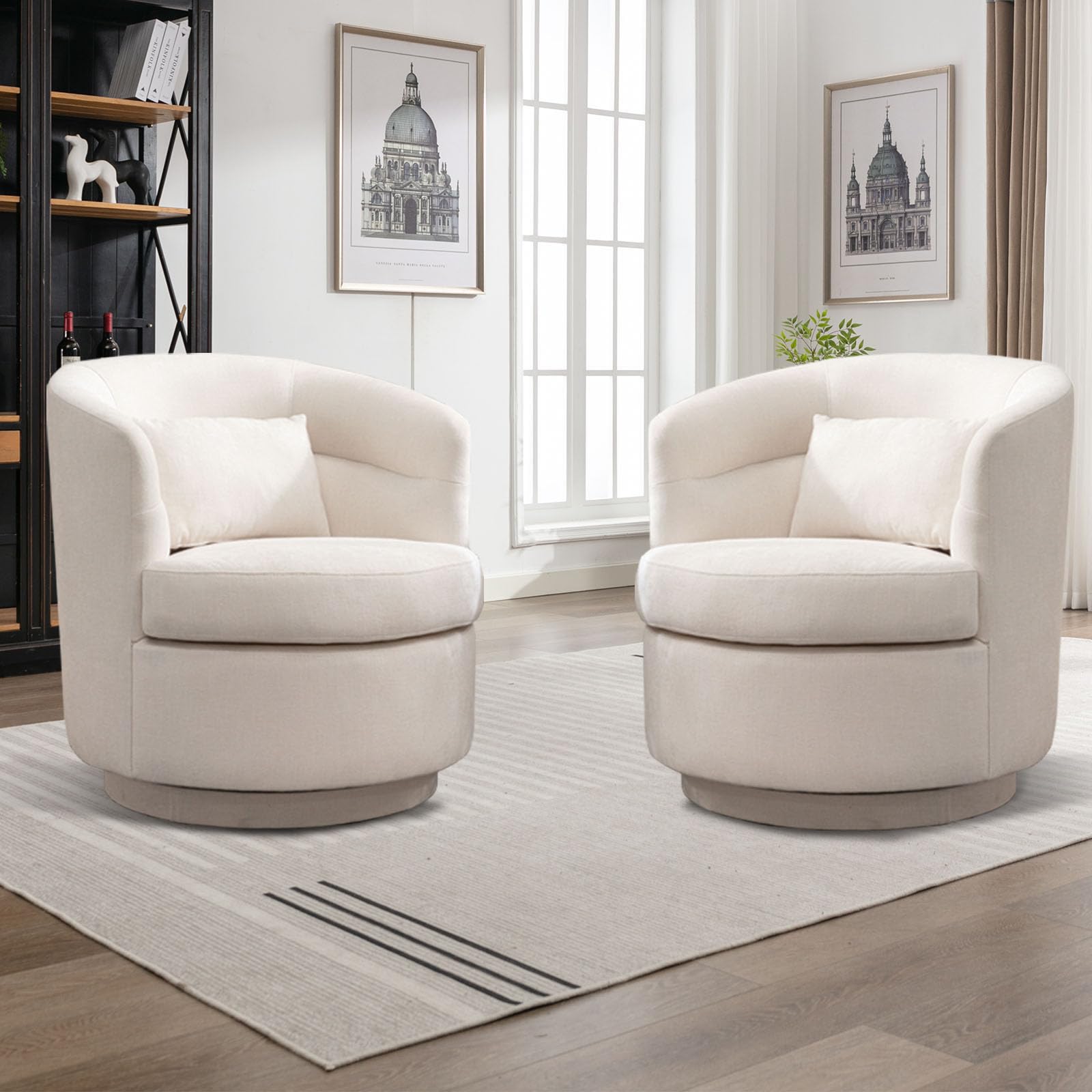 Swivel Accent Chair Set of 2 with Pillow
