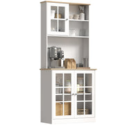 72" Kitchen Pantry Storage Cabinet with Glass Doors