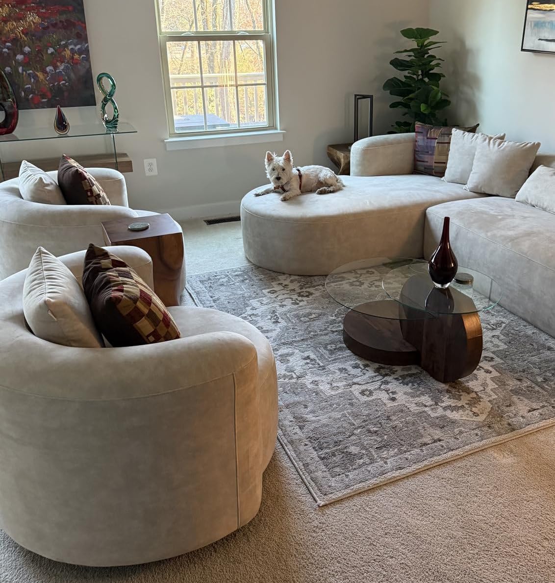 Luxury Modern Curved Back Velvet Sofa Set